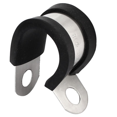 Harfington 18mm Dia EPDM Rubber Lined P Clips Water Pipe Tube Clamps Holder 5pcs