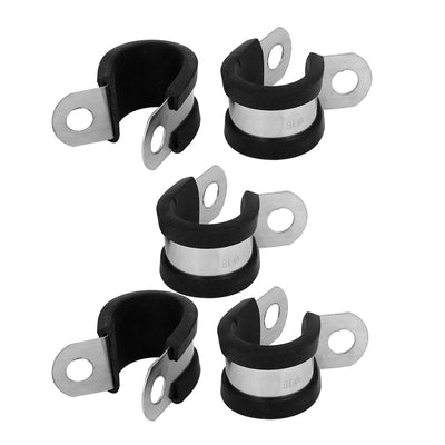 Harfington 18mm Dia EPDM Rubber Lined P Clips Water Pipe Tube Clamps Holder 5pcs