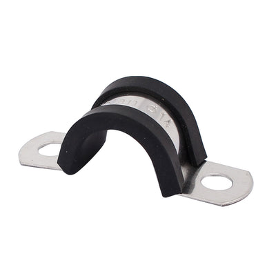 Harfington 14mm Dia EPDM Rubber Lined U Shaped Pipe Tube Wire Clamps Clips 3pcs