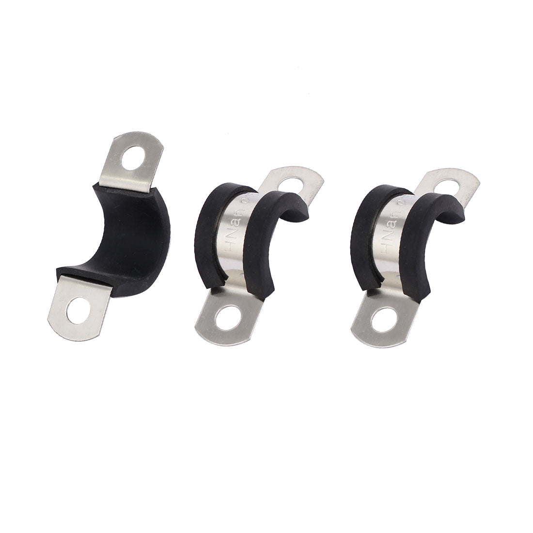 Harfington 15mm Dia EPDM Rubber Lined U Shaped Pipe Tube Wire Clamps Clips 3pcs