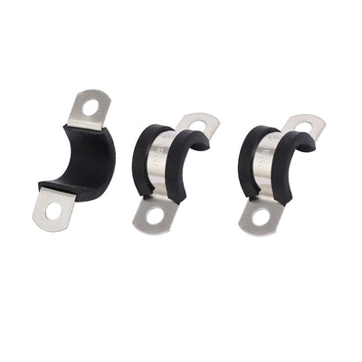 Harfington 15mm Dia EPDM Rubber Lined U Shaped Pipe Tube Wire Clamps Clips 3pcs