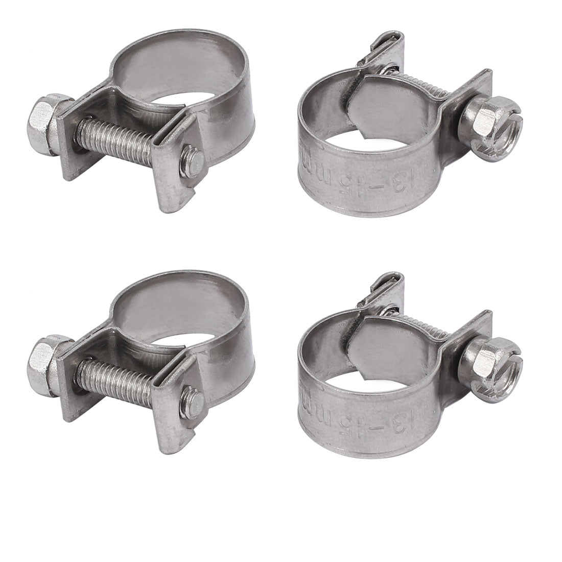 Harfington 13mm-15mm 304 Stainless Steel Screw Mounted Adjustable Pipe Hose Clamps 4pcs