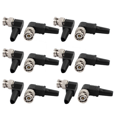 Harfington 12Pcs Solderless Coaxial Cable Plastic Tail BNC Male Bent Connector