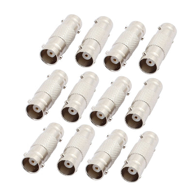Harfington 12Pcs BNC Female to BNC Female Coaxial Coupler Straight Adapter Silver Tone
