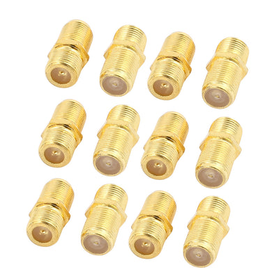 Harfington 12Pcs Gold Plated F Type Female to Female Straight RF Coax TV Adapter Connectors
