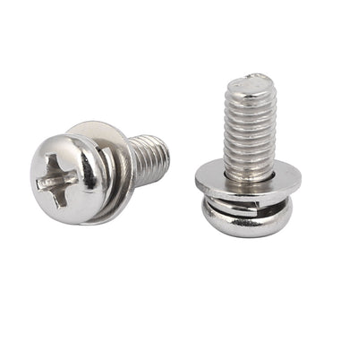 Harfington M5 x 12mm Metal Phillips Pan Head Screws Nuts w Washers 10 Sets