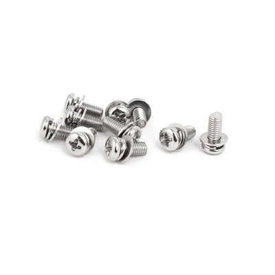 Harfington M5 x 12mm Metal Phillips Pan Head Screws Nuts w Washers 10 Sets