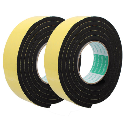 Harfington Thick Width Length Dual Side Shockproof EVA Sponge Tape, Yellow Black, Pack of 2