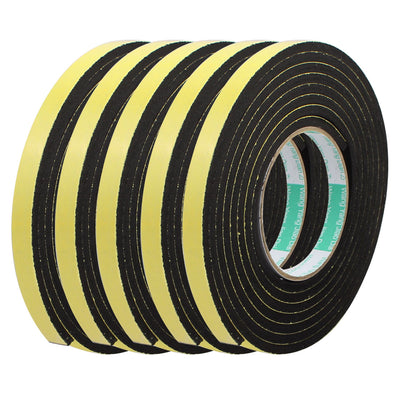 Harfington Thick Width Length Dual Side Shockproof EVA Sponge Tape, Yellow Black, Pack of 5