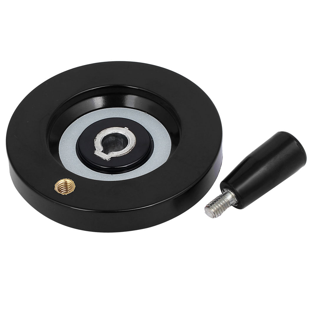 Harfington 10mm Bore 80mm Outer Dia Revolving Handle Lathe Hand Wheel Machinery Tool Black