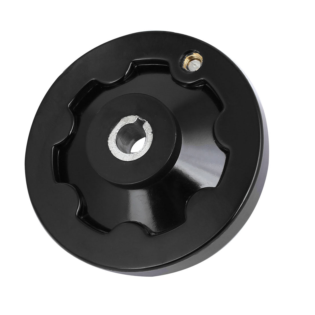 Harfington 10mm Bore 80mm Outer Dia Revolving Handle Lathe Hand Wheel Machinery Tool Black