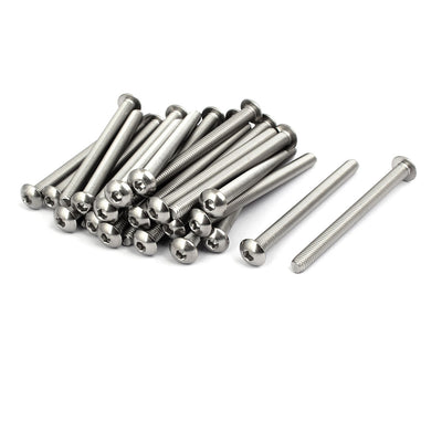 Harfington M5x60mm 304 Stainless Steel Button Head Hex Socket Cap Screws Bolts 30pcs
