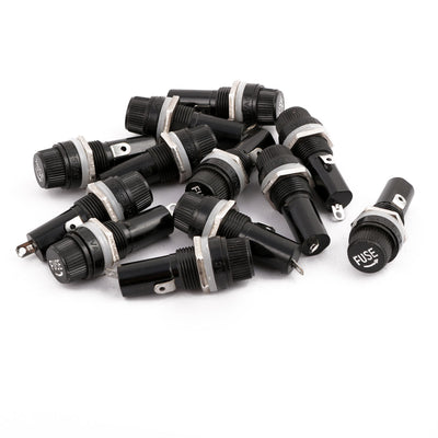 Harfington 12Pcs Panel Mounting Fuse Holder Locking Nut Black 15mm Dia AC 125V 15A 250V 10A