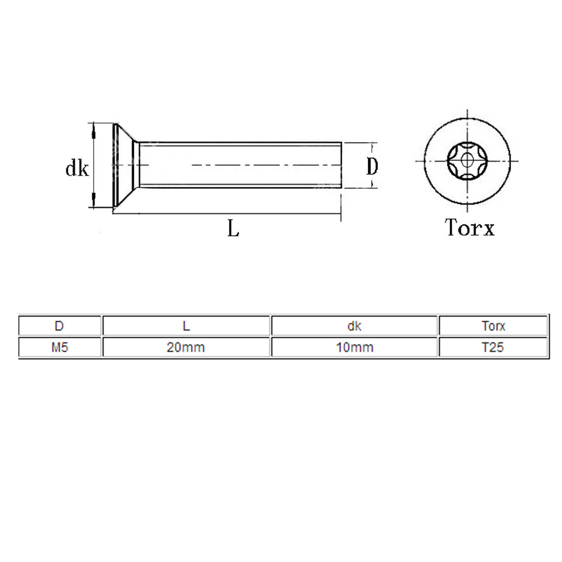 Harfington M5x20mm 1/5"x4/5" Torx Anti Theft Machine Tamper Resistant Security Screw 20pcs