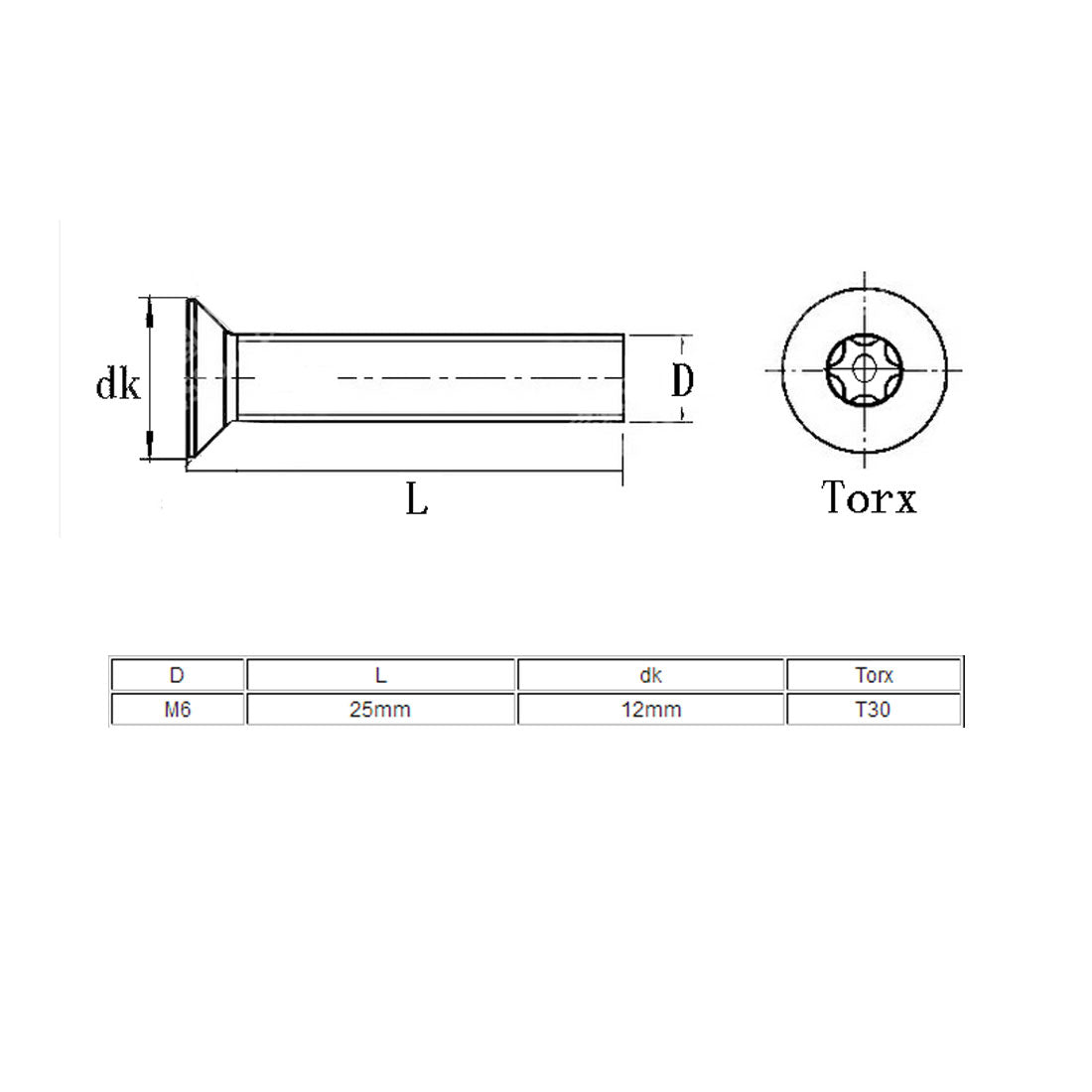 Harfington M6x25mm 15/64" x 1" Torx Anti Theft Tamper Resistant Proof Security Screw 15pcs