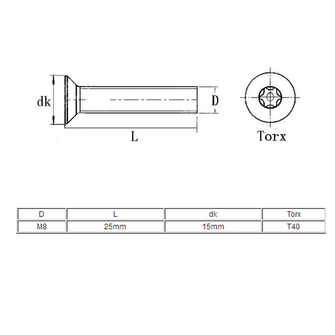 Harfington M8x25mm 5/16" x 1" Torx Anti Theft Tamper Resistant Proof Security Screw 5pcs
