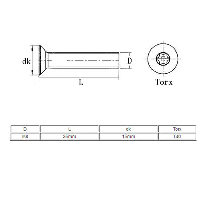 Harfington M8x25mm 5/16" x 1" Torx Anti Theft Tamper Resistant Proof Security Screw 5pcs