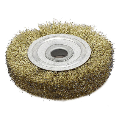 Harfington 16mm Bore 100mm Dia Brass Plated Crimped Wire Wheel Brush Grinding Tool