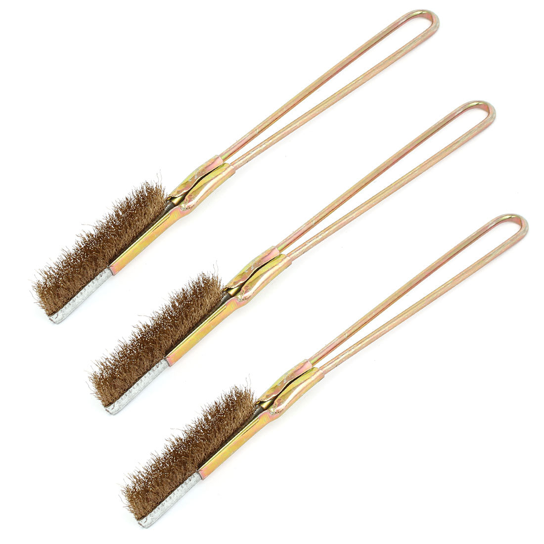 Harfington 150mm Handle Length Straight Head Brass Wire Brushes 3pcs for Cleaning Rust