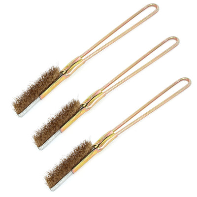 Harfington 150mm Handle Length Straight Head Brass Wire Brushes 3pcs for Cleaning Rust