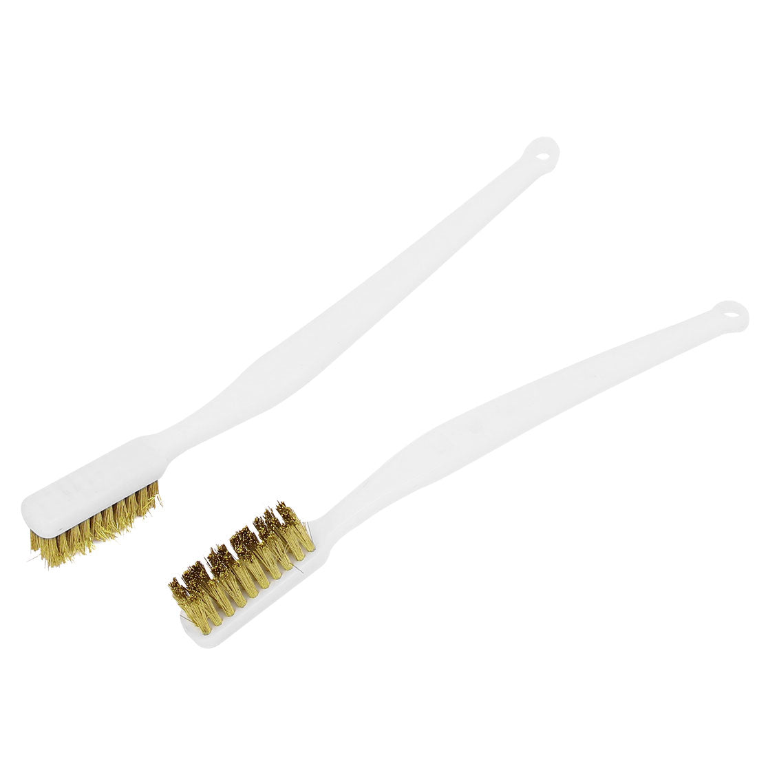 Harfington 180mm Length Plastic Curved Handle Brass Wire Cleaning Brushes 2pcs