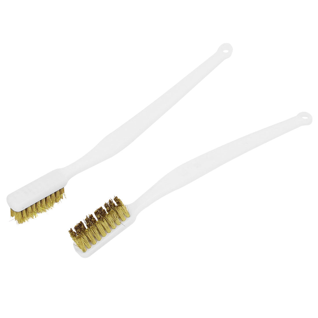 Harfington 180mm Length Plastic Curved Handle Brass Wire Cleaning Brushes 6pcs