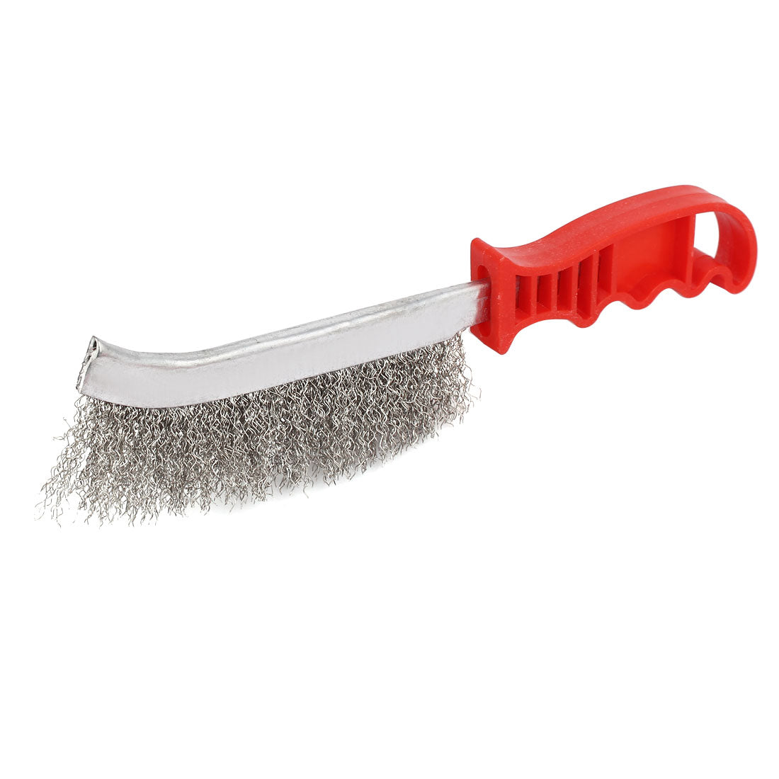 Harfington 5" Brush Long Plastic Handle Stainless Steel Scratch Wire Area Brush Silver Tone