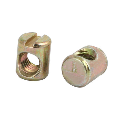 Harfington M5x10mm Yellow Zinc Plated Cross Dowel Slotted Barrel Nuts 30pcs