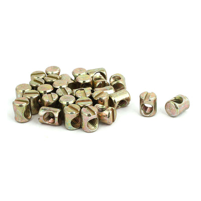 Harfington M5x10mm Yellow Zinc Plated Cross Dowel Slotted Barrel Nuts 30pcs