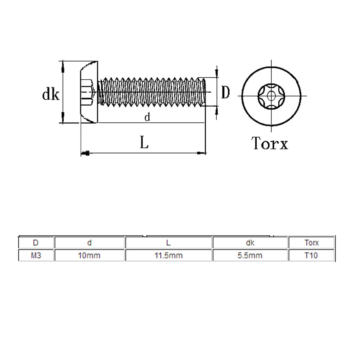 Harfington M3x10mm 304 Stainless Steel Button Head Torx Five-Lobe Tamper Screw T10 Drive 40pcs