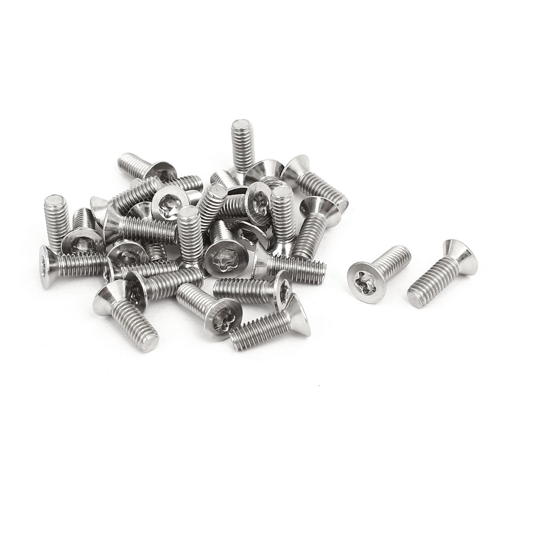 Harfington M4x12mm 304 Stainless Steel Fully Thread Countersunk Flat Head Torx Five-Lobe Screw 30pcs