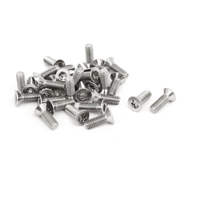 Harfington M4x12mm 304 Stainless Steel Fully Thread Countersunk Flat Head Torx Five-Lobe Screw 30pcs