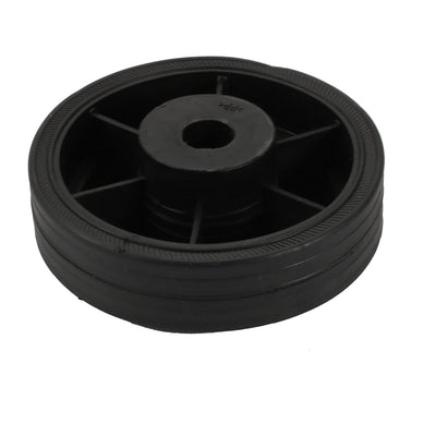 Harfington 16.8mm Dia Center Hole 11.5cm Outside Dia 30mm Width Trundle Black Plastic Anti-Slip Wheel for Air Compressor