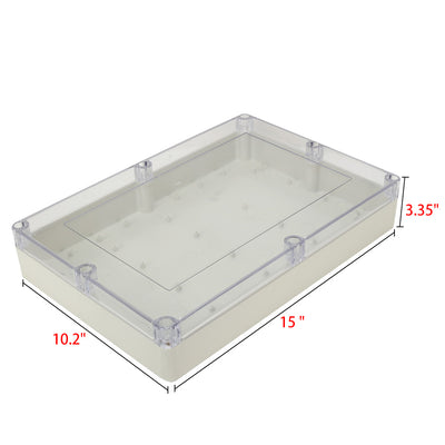 Harfington 15"x10.2"x3.35"(380mmx260mmx85mm) ABS Junction Box Universal Electric Project Enclosure Clear