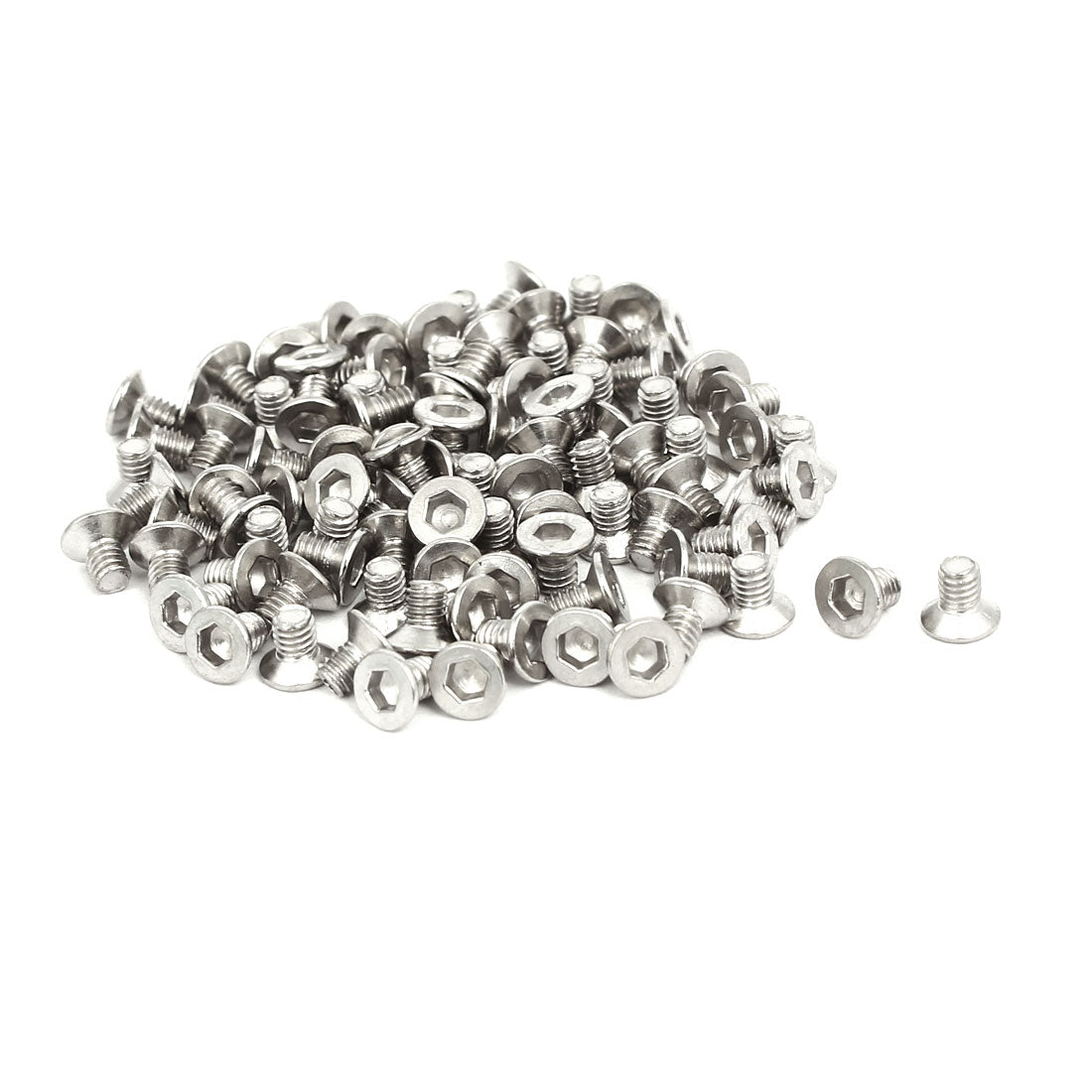 Harfington M2.5x4mm Grade 10.9 Countersunk Flat Head Hex Socket Cap Screw Silver Tone 100pcs