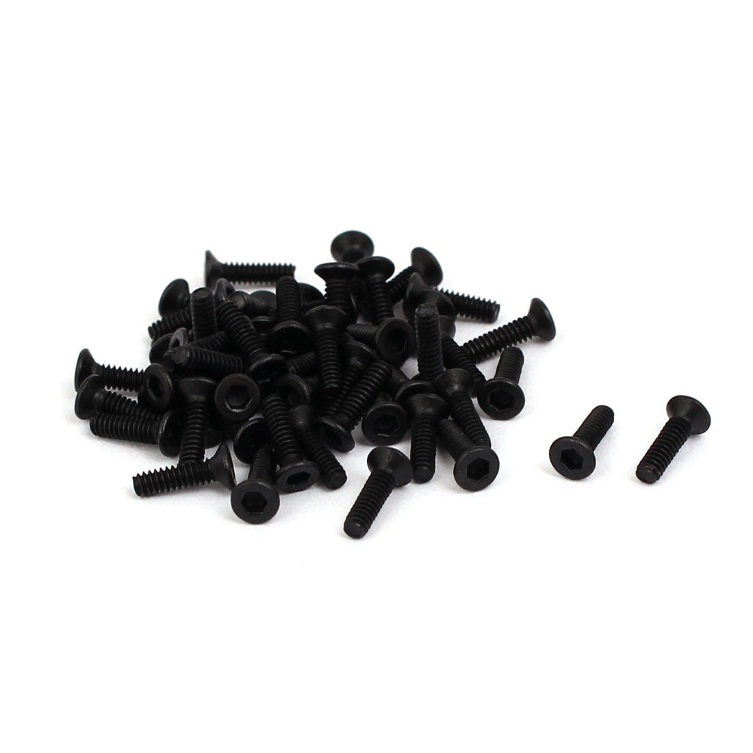 Harfington M1.6x6mm Grade 10.9 Countersunk Flat Head Hex Socket Cap Screw Black 50pcs