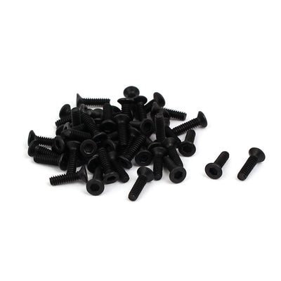 Harfington M1.6x6mm Grade 10.9 Countersunk Flat Head Hex Socket Cap Screw Black 50pcs