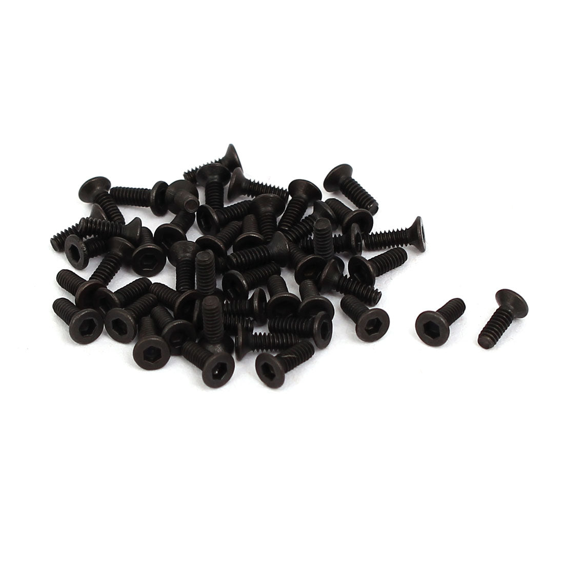 Harfington M1.6x5mm Grade 10.9 Countersunk Flat Head Hex Socket Cap Screw Black 50pcs