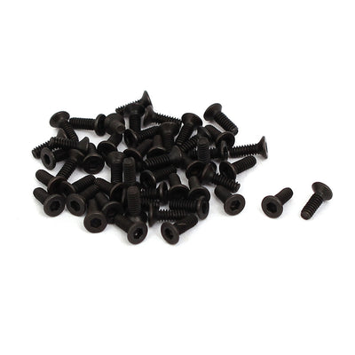 Harfington M1.6x5mm Grade 10.9 Countersunk Flat Head Hex Socket Cap Screw Black 50pcs