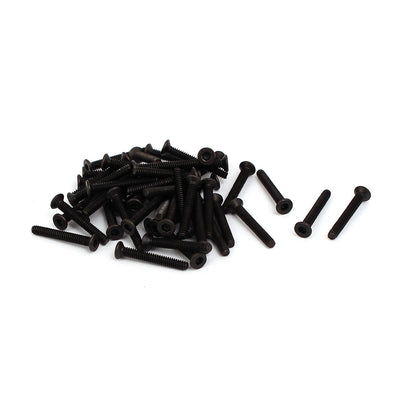 Harfington M1.6x12mm Grade 10.9 Countersunk Flat Head Hex Socket Cap Screw Black 50pcs
