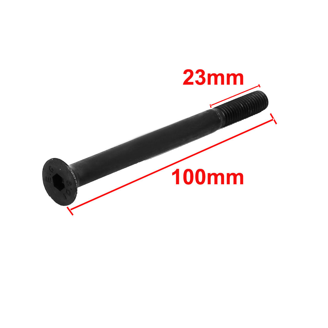 Harfington M8x100mm 23mm Long Thread Grade 10.9 Flat Head Hex Socket Cap Screw Black 5pcs