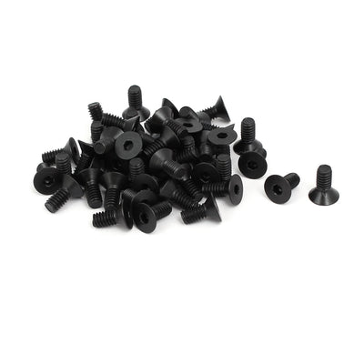 Harfington 8# x 3/8" Grade 10.9 Countersunk Flat Head Hex Socket Cap Screw Black 50pcs