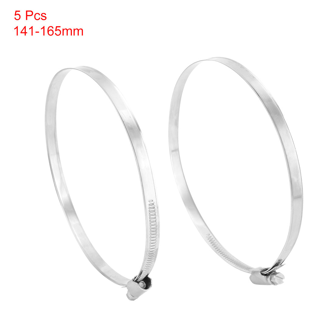 Harfington 141mm to 165mm Dia Range 201 Stainless Steel German Type Hose Clamp Hoop 5pcs