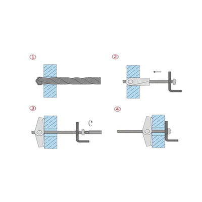 Harfington M4 x 50mm Male Thread Spring Loaded Hollow Wall Round Head Toggle Bolt 10pcs