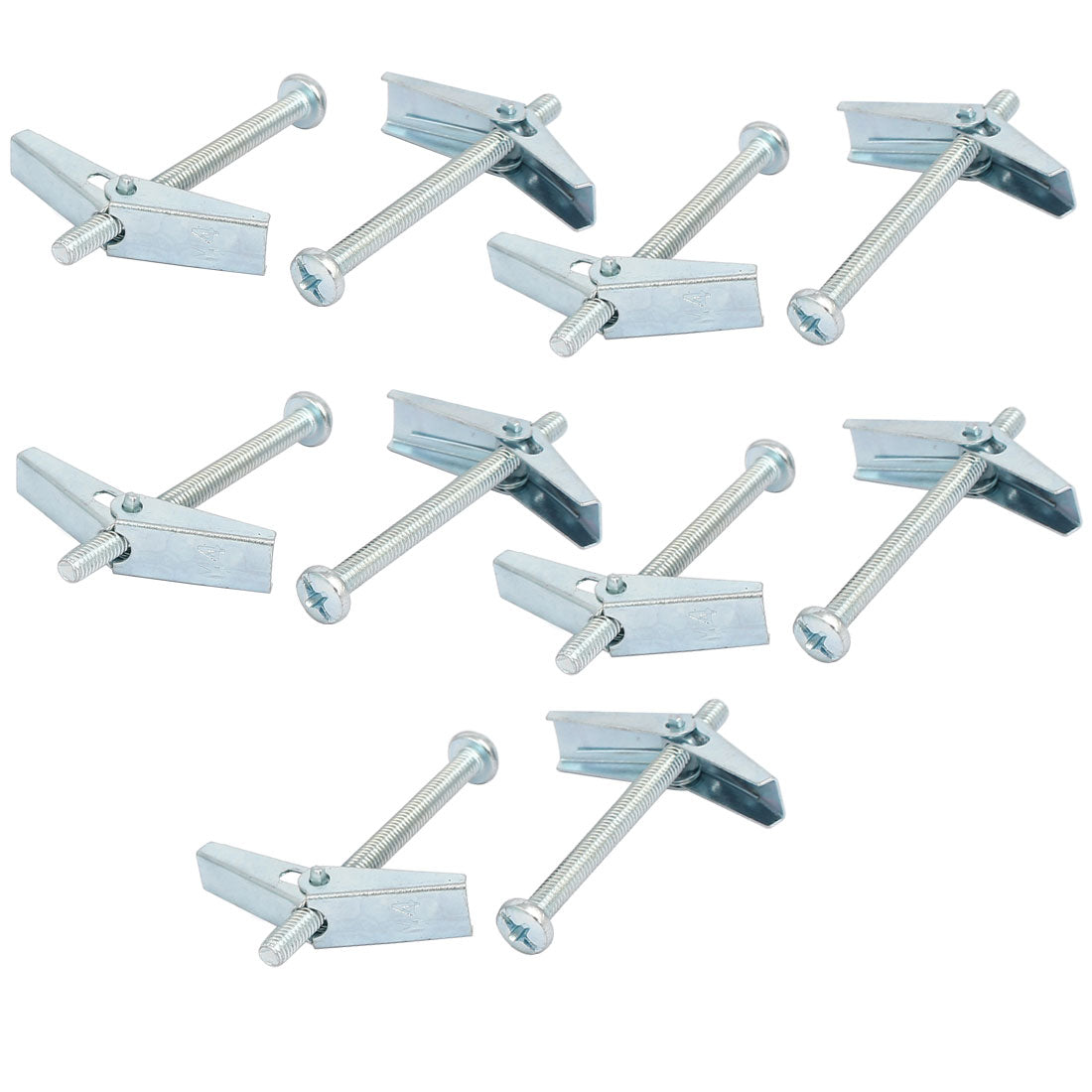 Harfington M4 x 50mm Male Thread Spring Loaded Hollow Wall Round Head Toggle Bolt 10pcs