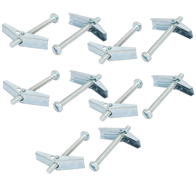 Harfington M4 x 50mm Male Thread Spring Loaded Hollow Wall Round Head Toggle Bolt 10pcs