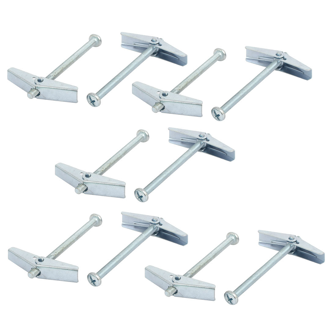 Harfington M5 x 75mm Male Thread Spring Loaded Hollow Wall Round Head Toggle Bolt 10pcs