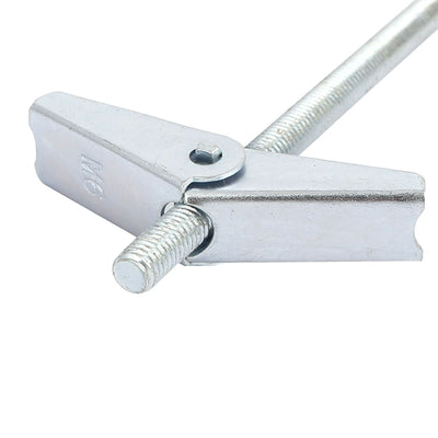 Harfington M6 x 100mm Male Thread Spring Loaded Hollow Wall Round Head Toggle Bolt 5pcs