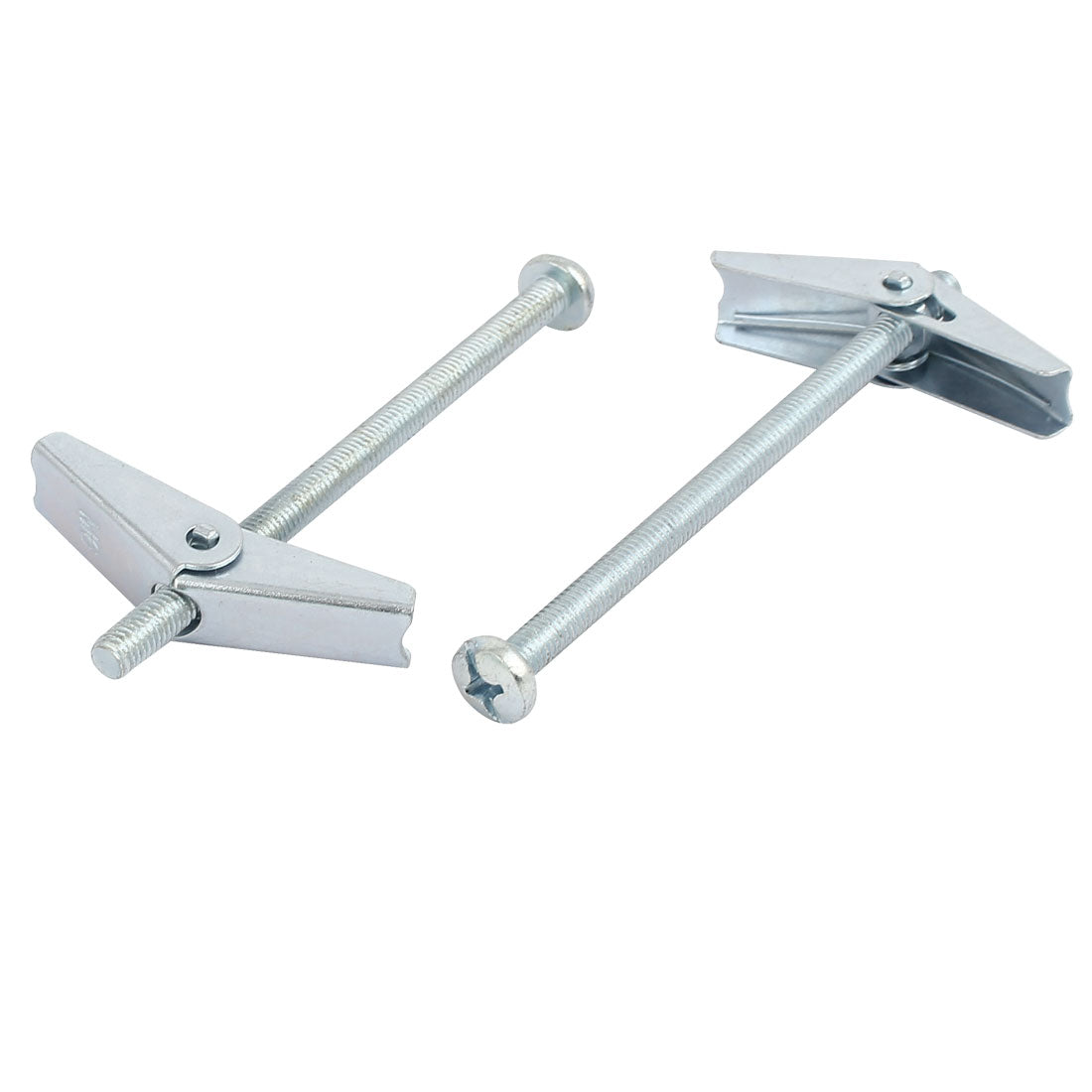 Harfington M6 x 100mm Male Thread Spring Loaded Hollow Wall Round Head Toggle Bolt 5pcs