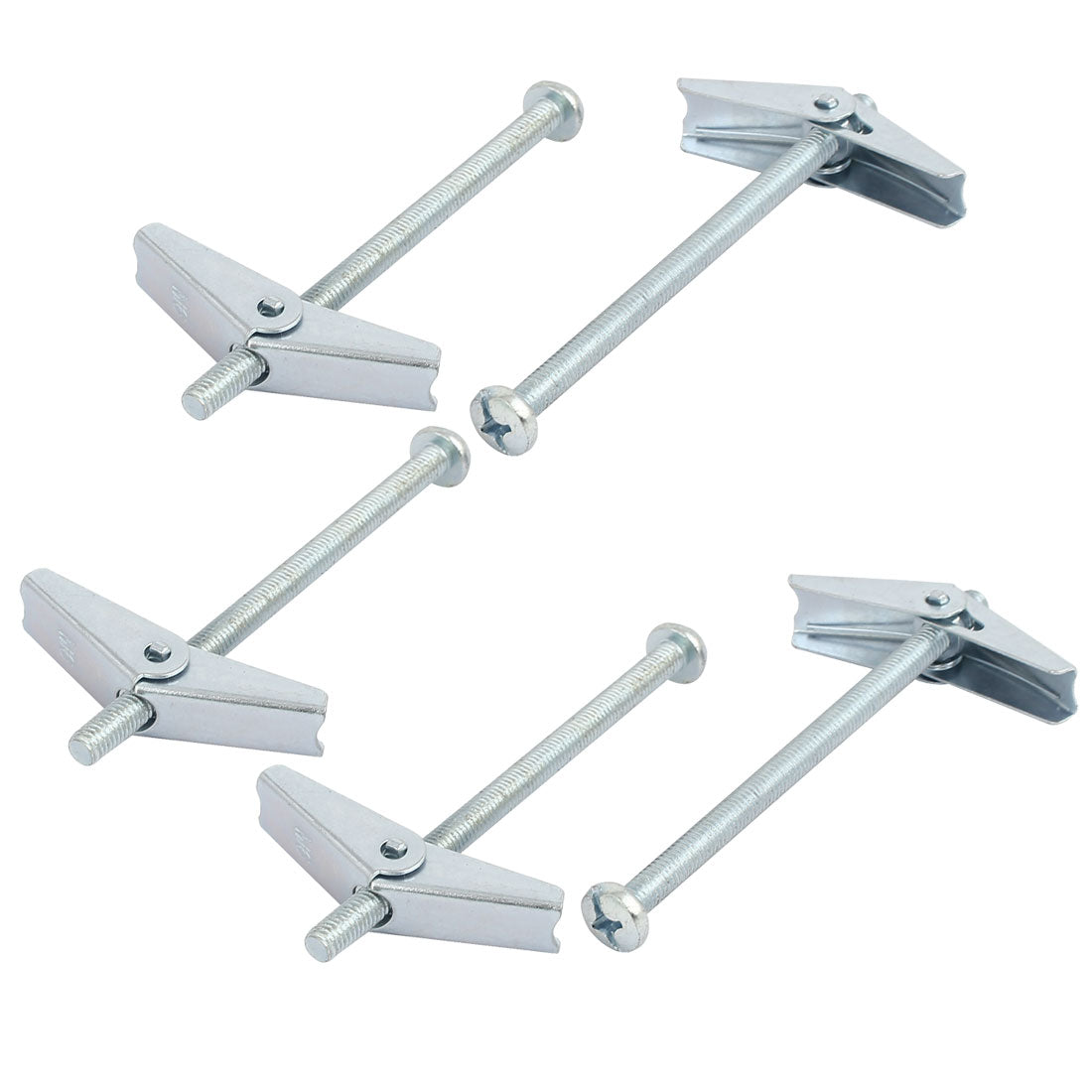 Harfington M6 x 100mm Male Thread Spring Loaded Hollow Wall Round Head Toggle Bolt 5pcs